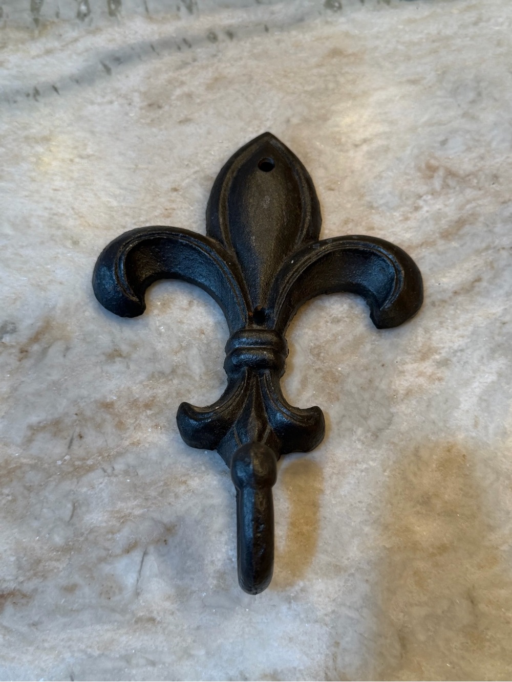 Fleur-de-Lis Wall Hook in Black - Classic Decorative Hook